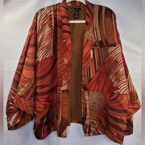 Vintage Mirasol 100% Silk Multicolor Kimono Jacket Size XL
